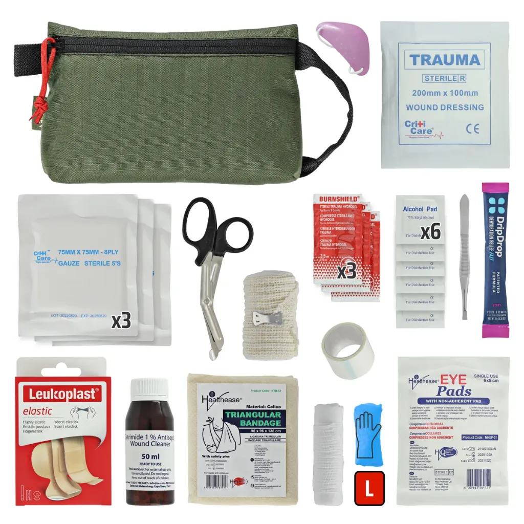 [KIT-M-001A] KIT First Aid Ouch Pouch (Olive-600D Ripstop)
